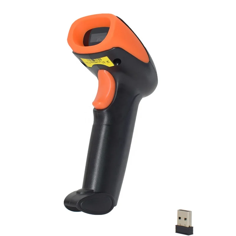 Siren and LED USB 2.4Ghz laser scanning wireless barcode reader scanner with usb dongle