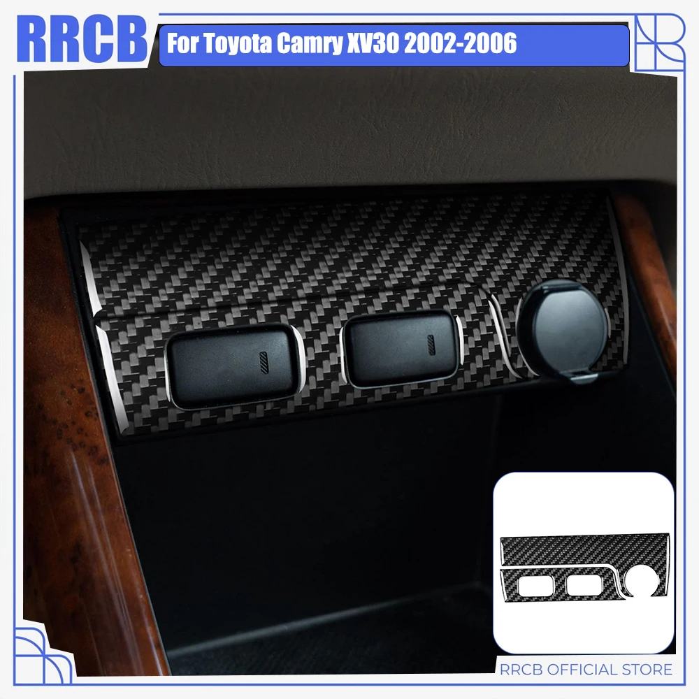 For Toyota Camry XV30 2002 2003 2004 2005 2006 Real Carbon Fiber 2-Piece Lower Center Console Trim Set