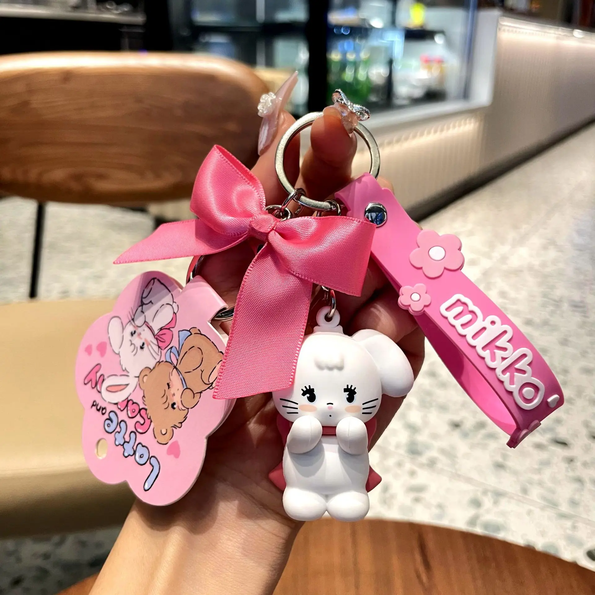 New Mikko Character Peripheral Kawaii Keychain Mousse Cammy Doll Bow Pendant Bag Decoration Children'S Christmas Gift