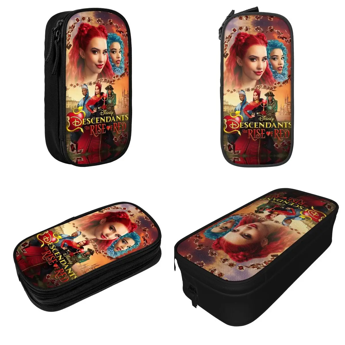 Descendants The Rise Of Red Pencil Cases Trio Royal Vibes Pencil Box Pen Girl Boy Large Storage Bag School Supplies Stationery