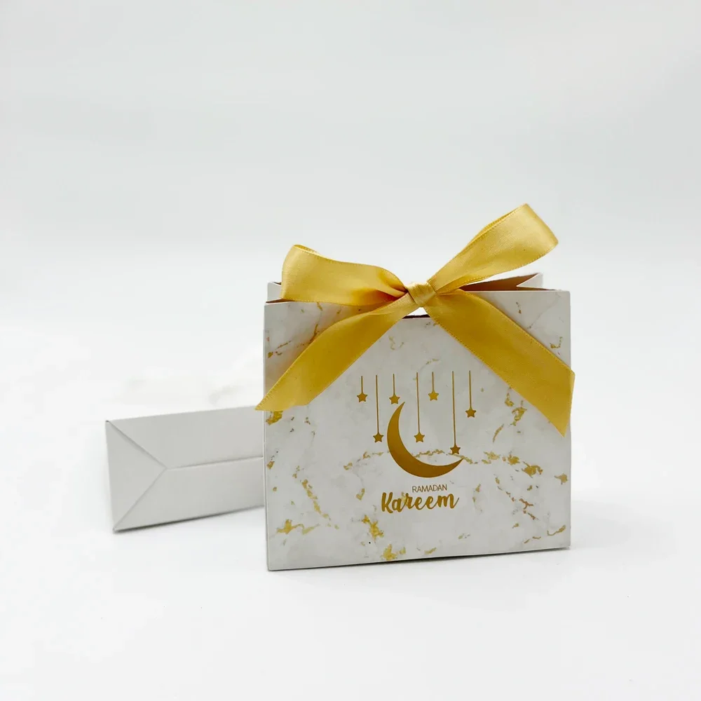 Ramadan Mubarak Marble Gift Bages New Design Happy EID Mubarak Candy Bag Al-Adha Iftar Muslim Islamic Kareem White Candy Boxes