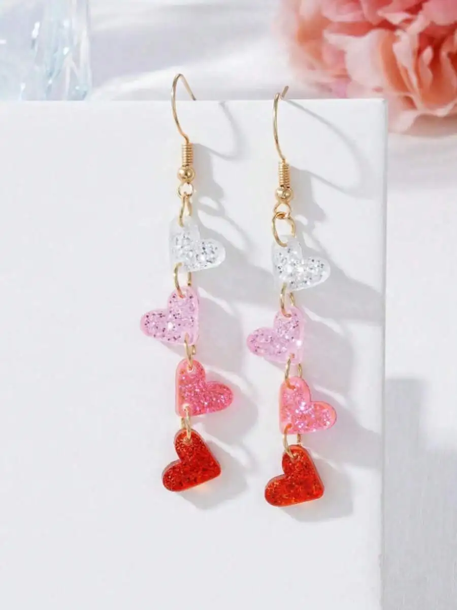 1 Pair Fashionable Acrylic Heart Shaped Earrings For Women, Affordable And Stylish, Ideal Gift For Mother, Mother's Day