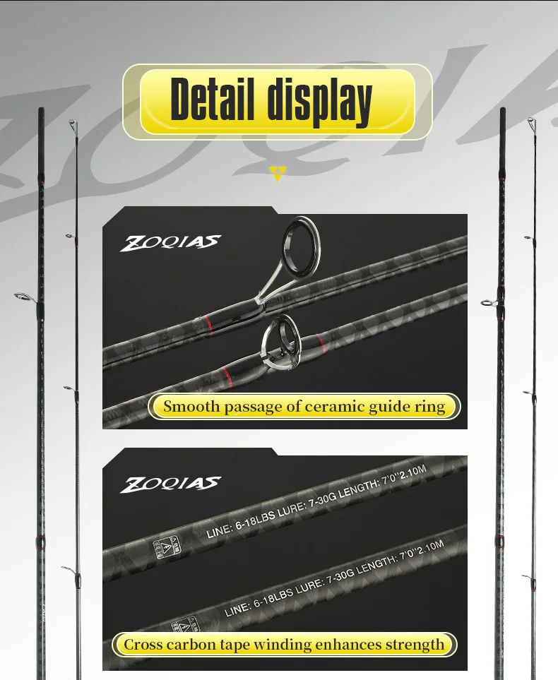ROLLFISH Power M Spinning Casting Carbon Faser Köder Angelrute 1,8-2,7 M Süßwasser Salzwasser Bass Angelrute Schnelle wirkung – Detail 10