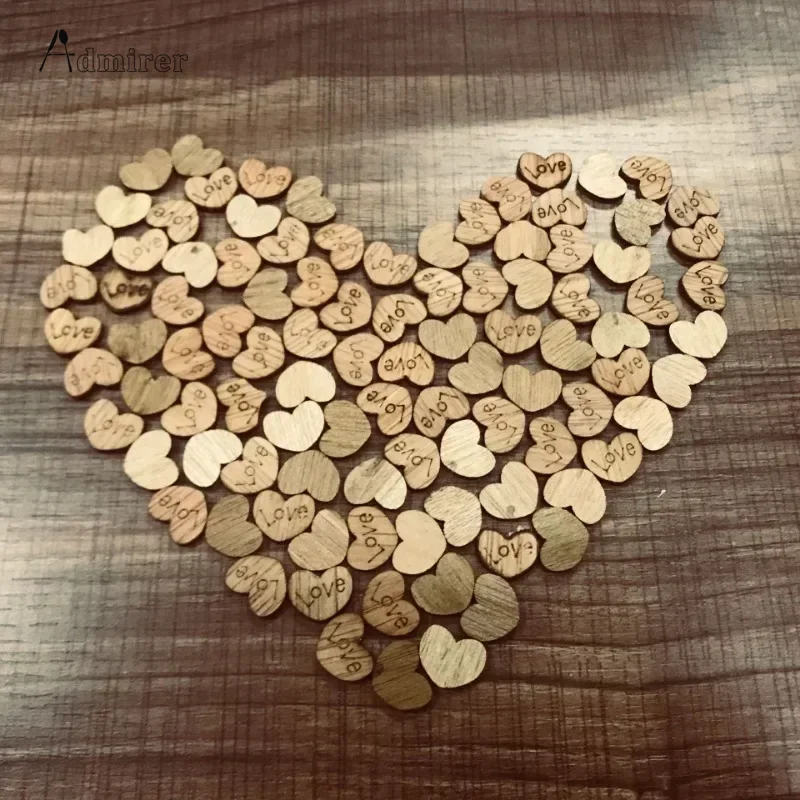 100Pcs Mini Wooden Love Heart Wedding Table Scatter Wedding Party DIY Decoration Craft Accessories Party Wedding Decor