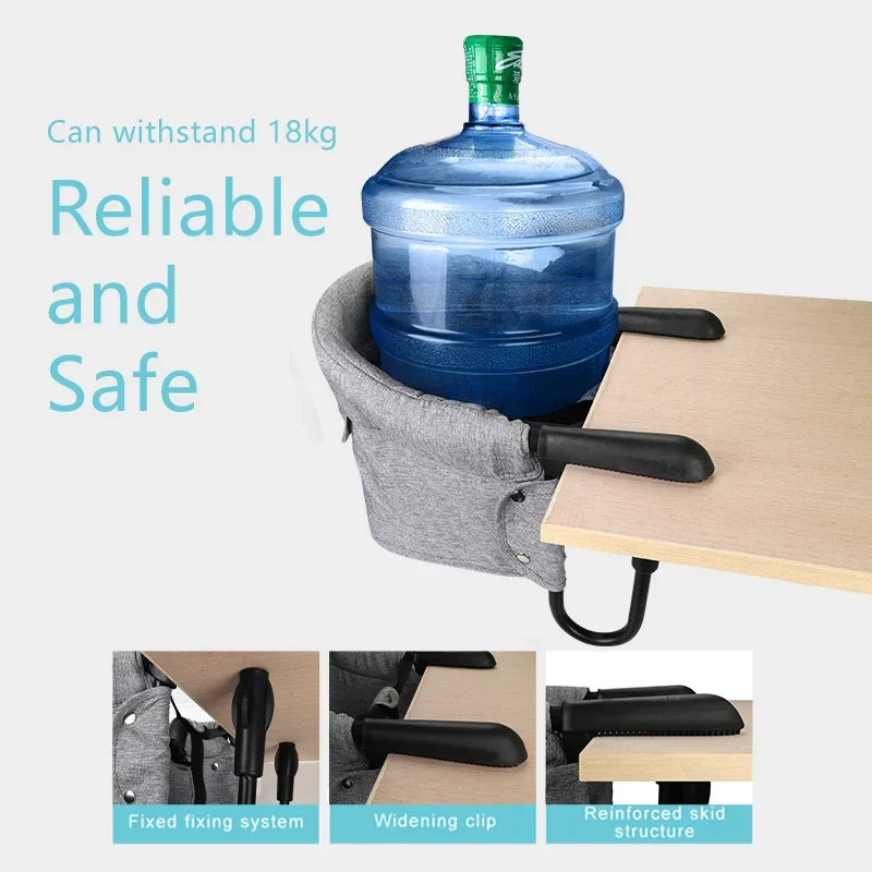 Silla portátil de alimentación para bebés, asiento de cinco puntos con cinturón de seguridad, elevador de comedor, cubierta de asiento con gancho