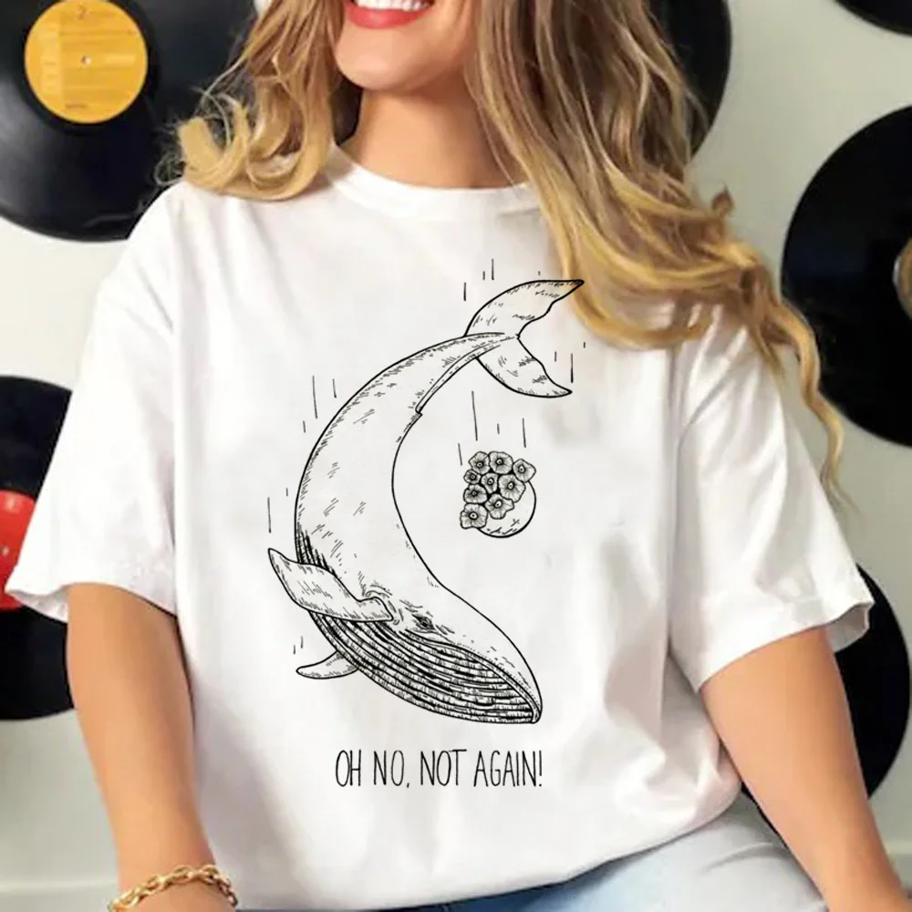 Whale t-shirts women summer streetwear Y2K Tee female comic manga 2000s clothing