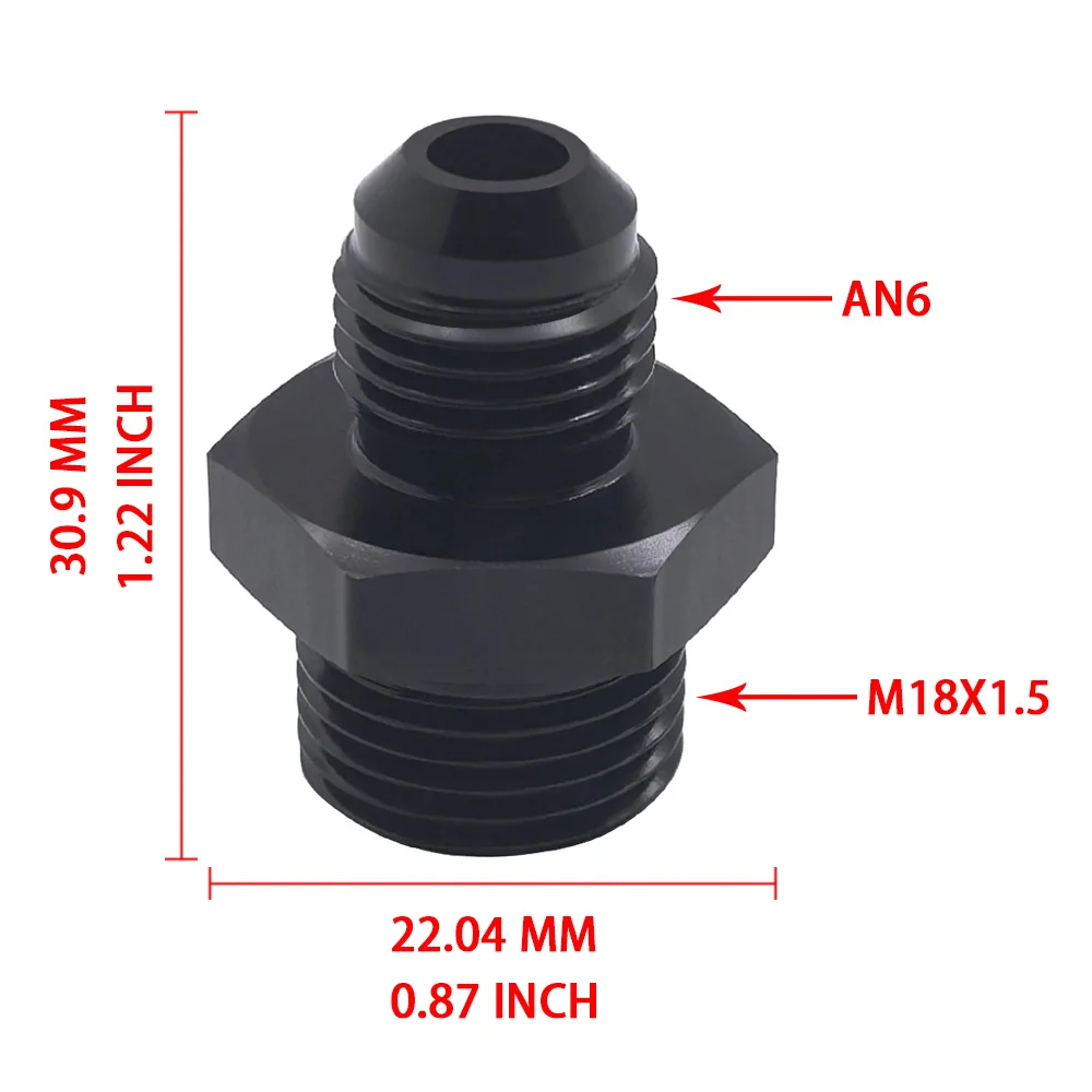 AN6-M18X1.5 Giunto di conversione del tubo dell'olio dell'adattatore del radiatore dell'olio della pompa del carburante giunto rotante