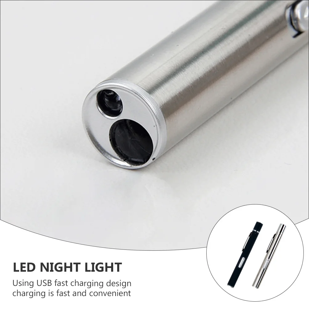 

2pcs Metal Pupil Pen Flashlight LED Oral Examination Lamp White Yellow Light USB Charging Hospital Inspection Beam