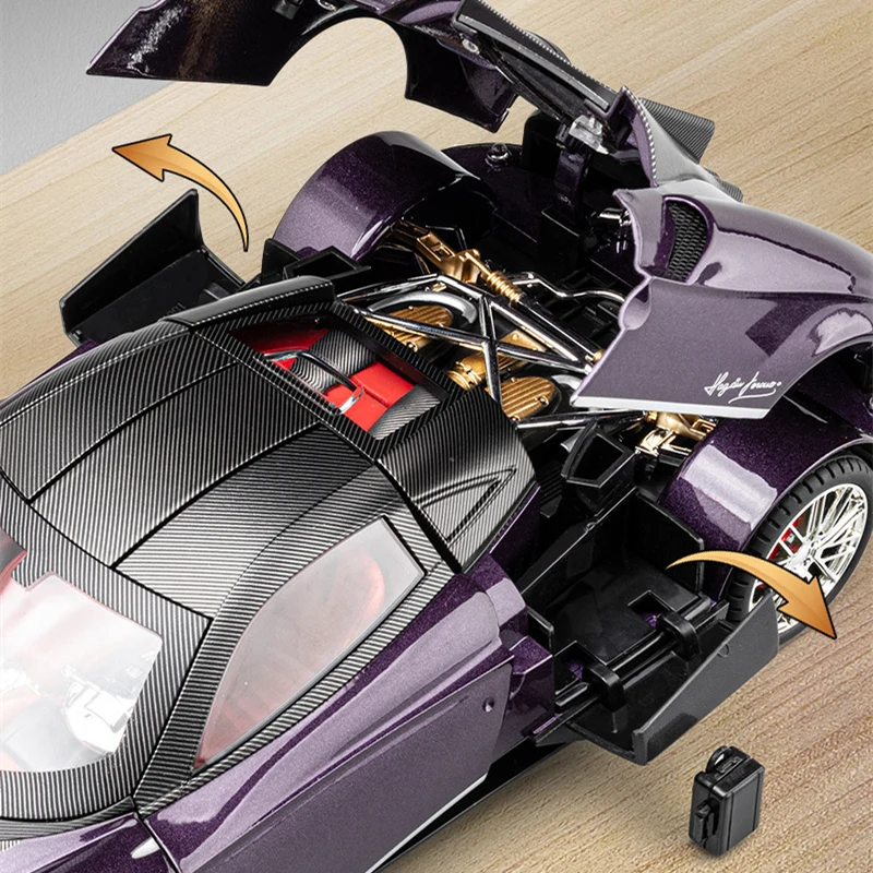 Pagani Huayra Dinastia Model mobil balap, mobil mainan logam, Model simulasi suara dan cahaya 1:24