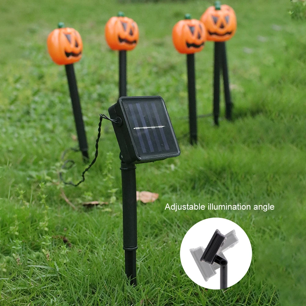 Decorativa Pumpkin Stake Lâmpadas para Jardim, Decoração de Halloween, Outdoor Solar Lights, Impermeável, Quintal, Pathway Decor, 5 Pack