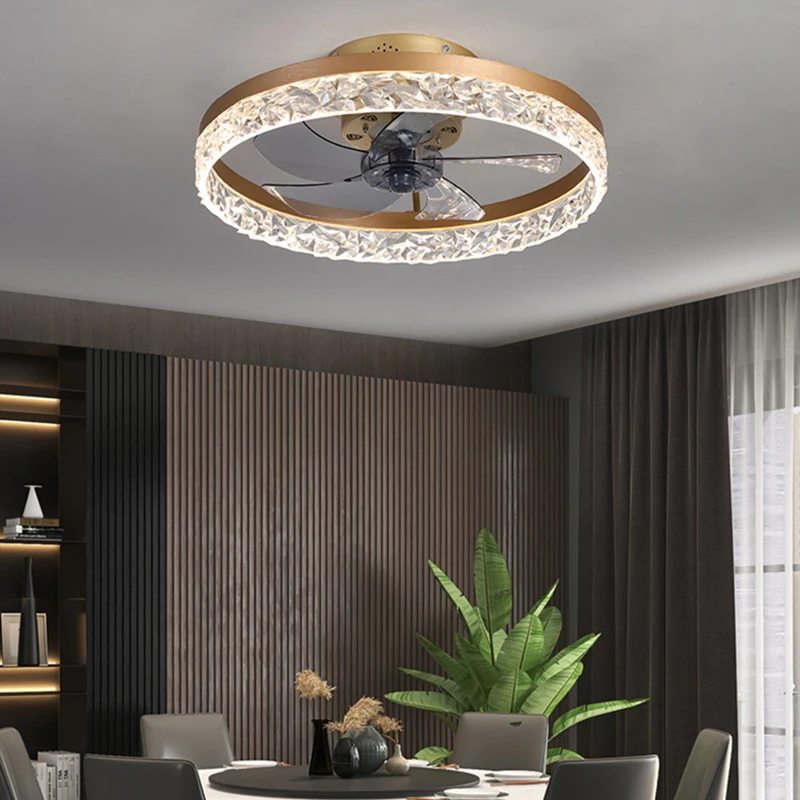 

Modern Gold Ring Ceiling Fan Lamp 50cm Remote Control For Living Room Bedroom Dining Room Lighiting Fixtures