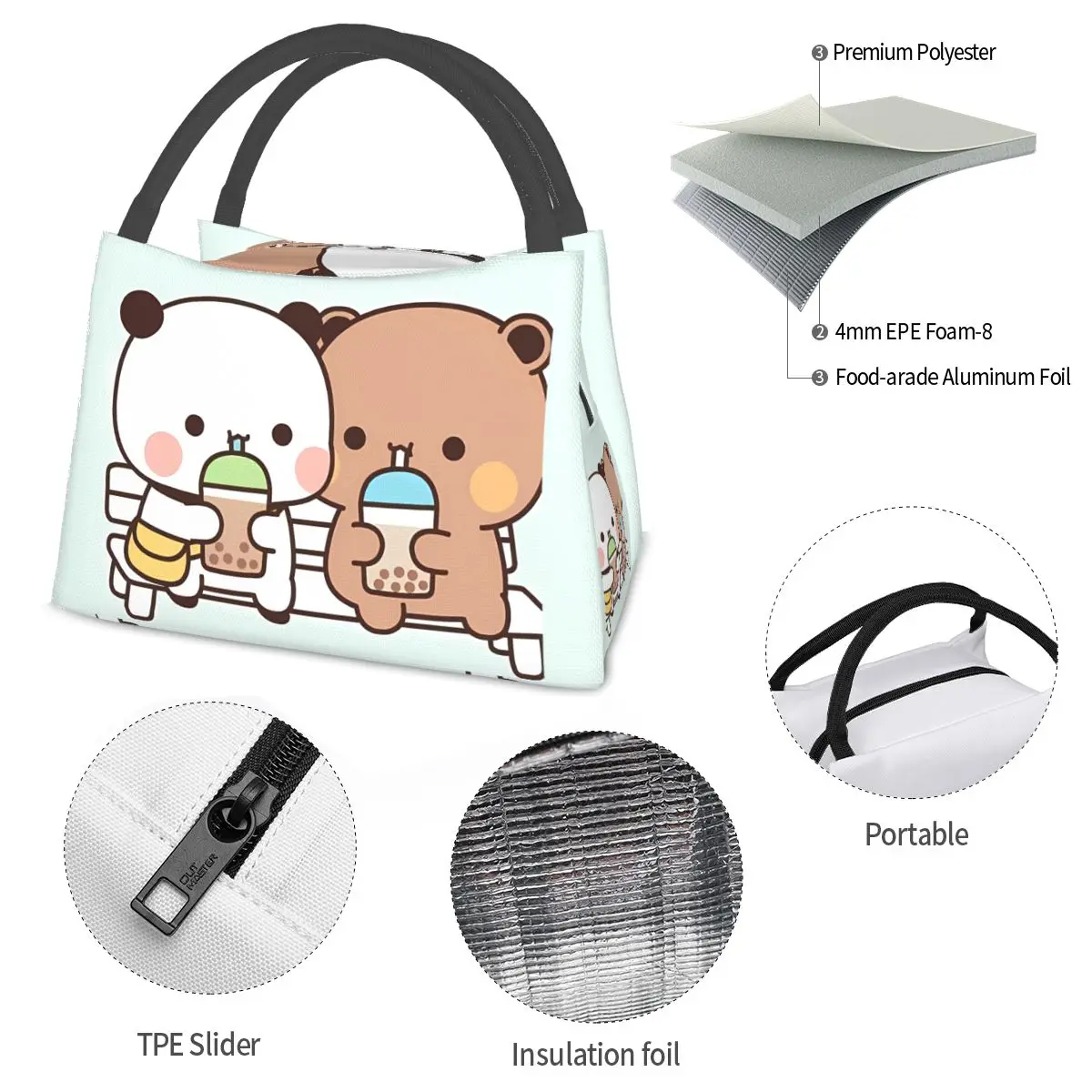 Bubu And Dudu Lunch Bag Cartoon Cute Fashion Lunch Box Office Portable Zipper Thermal Lunch Bags Designer Cooler Bag