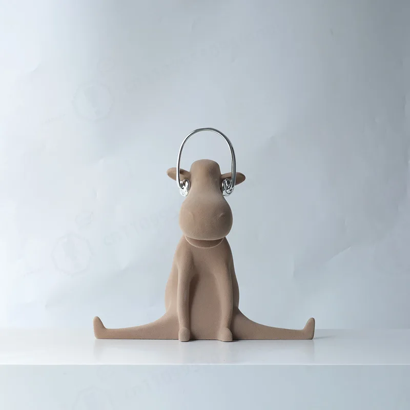 Cute Flocking Resin Cartoon Statue Minimalist Home Decor TV Cabinet Kids Room Ornament