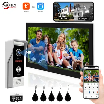 HomeWireless Wifi Video Doorbell System for Video Intercom 32GB SD Card, 1080P Doorphone Door Camera, 10 inch Touch Screen