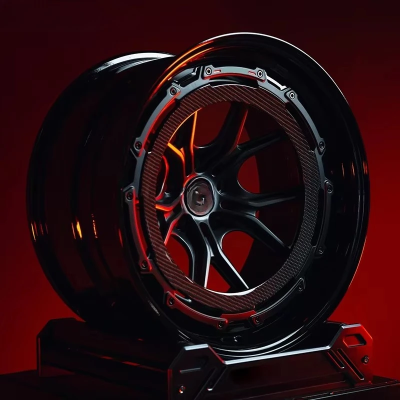 

2-Piece Carbon Gloss Black Forged 16 18 20 21 22 24 26 Wheel hub 5x114.3 5x112 5x130 for branded car wheels