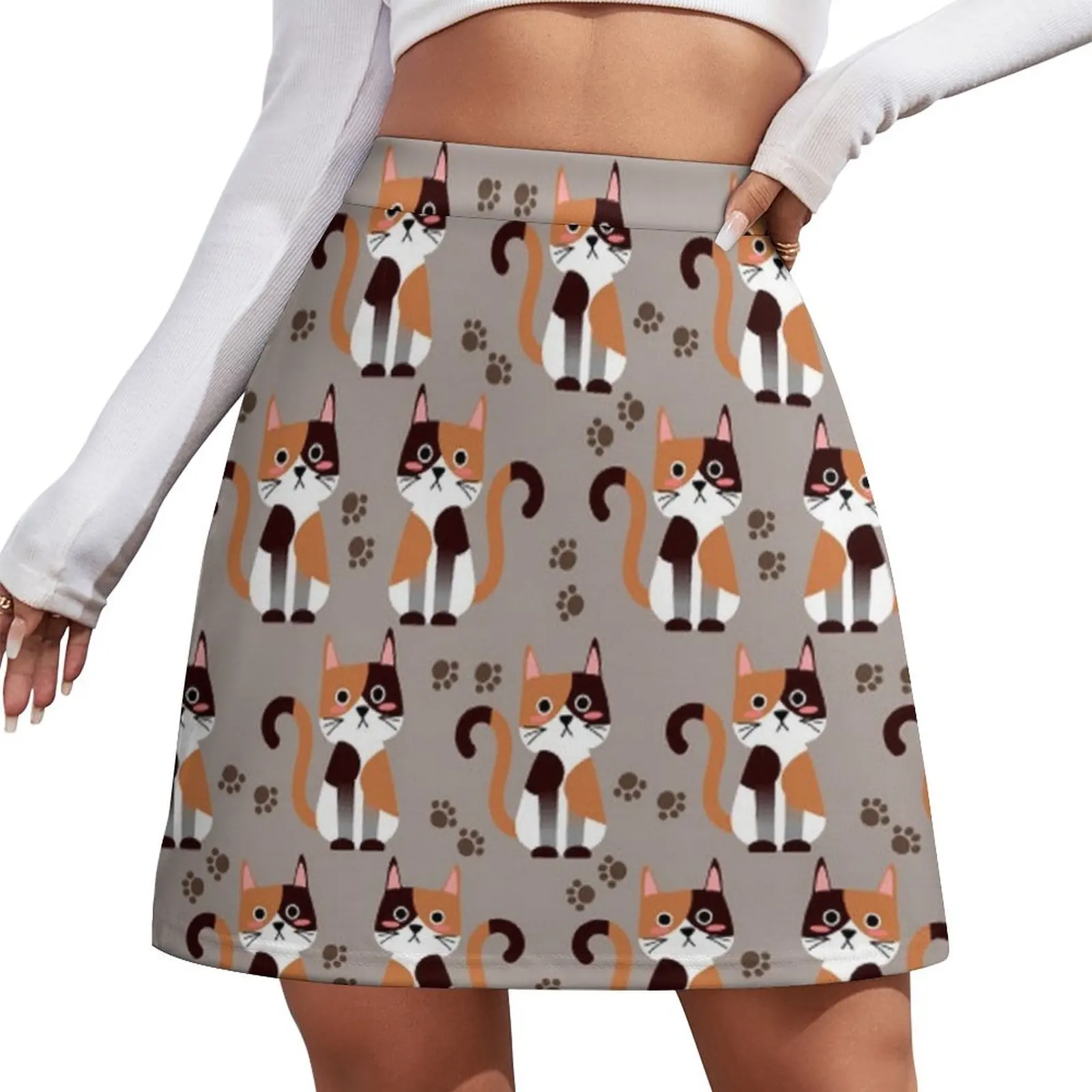 

Calico Cats - Lots of Calico Cats Mini Skirt korean clothes ladies Evening dresses skirt women Skirt pants Mini