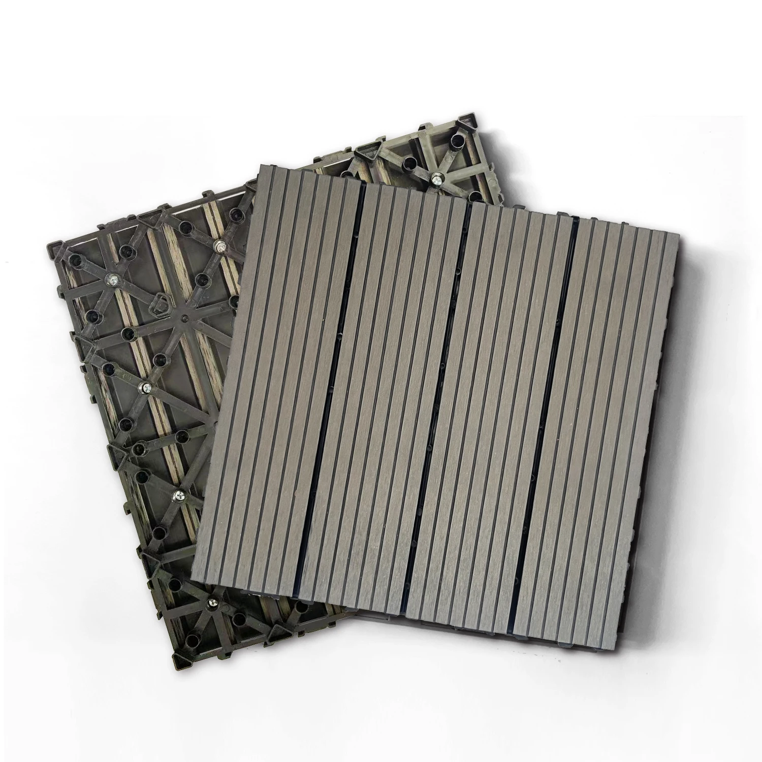 

Wood Plastic Composite Deck Tiles Set of 20pcs, Weather-Resistant Composite Decking for Indoor & Outdoor Use, Easy DIY Maintenan