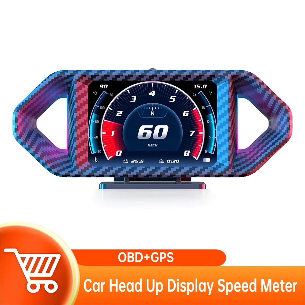 Newest OBD2+GPS Car Head Up Display Digital Gauge Auto Electronics Multi-function Intelligent Car System with Over Speed Alarm
