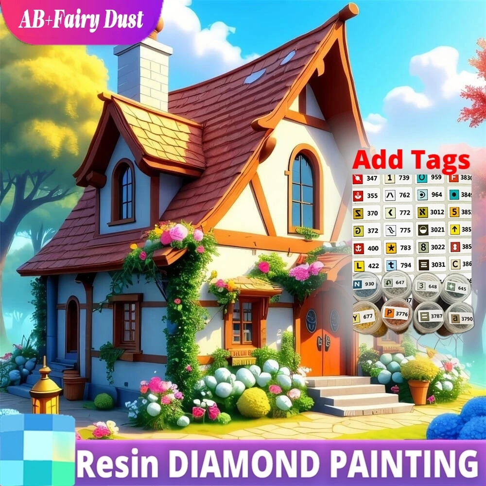 

Смола AB сказочная пыль DIY Алмазная мозаика дом акриловые принадлежности для рукоделия вышивка цветок живопись пейзаж подарок ребенку