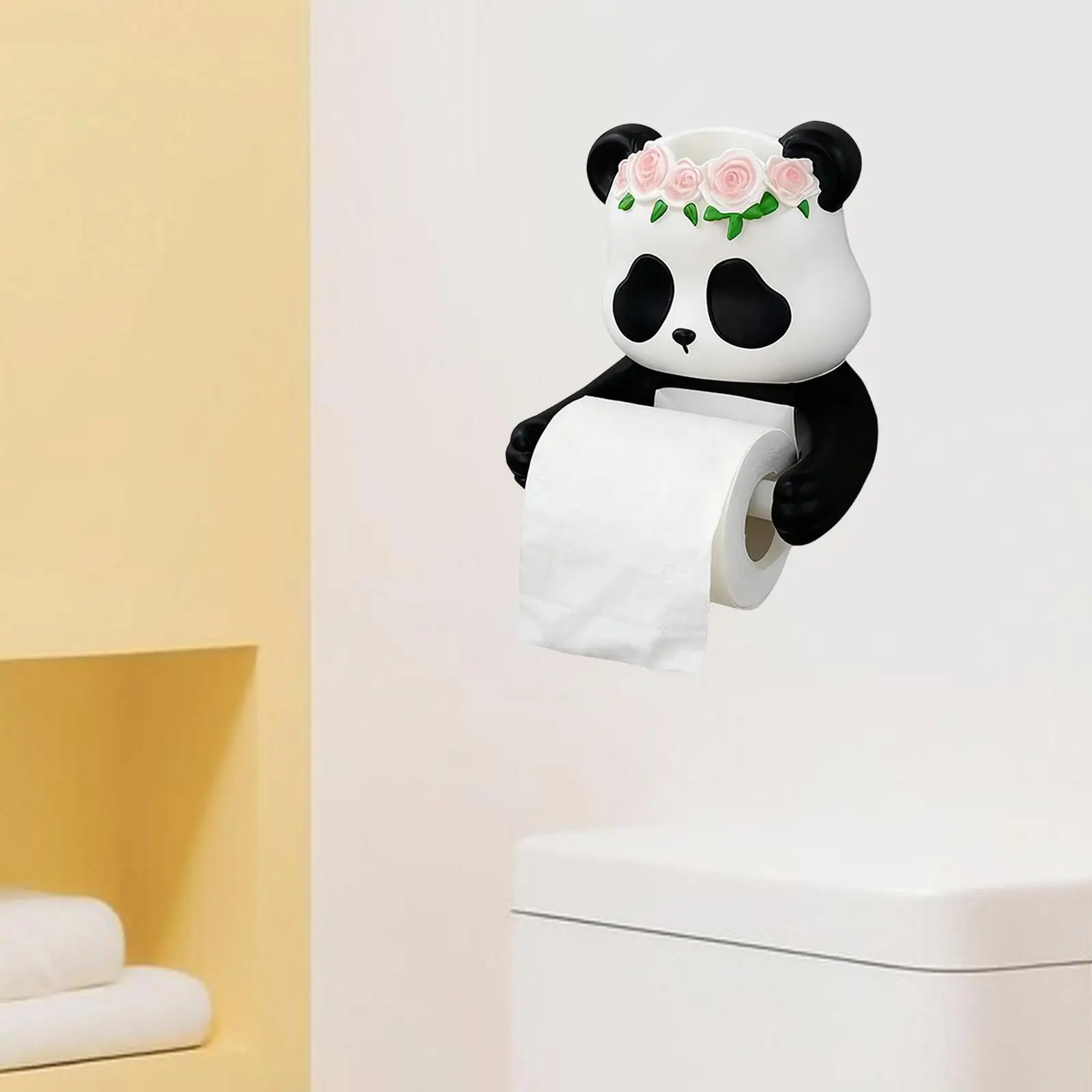 Wall Mounted Panda Design Toilet Tissue Holder Creative Funny Toilet Paper Dispenser for Bathroom Decor