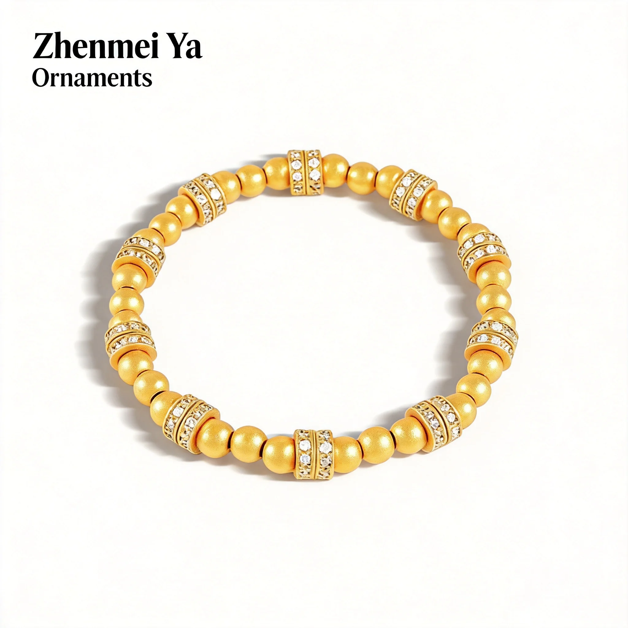 

Chinese Style Lucky Feng Shui Blessing Wealth Drawing Gold Plated Copper Bracelet Rhinestone Inlaid Matte Gold Beads Stackable