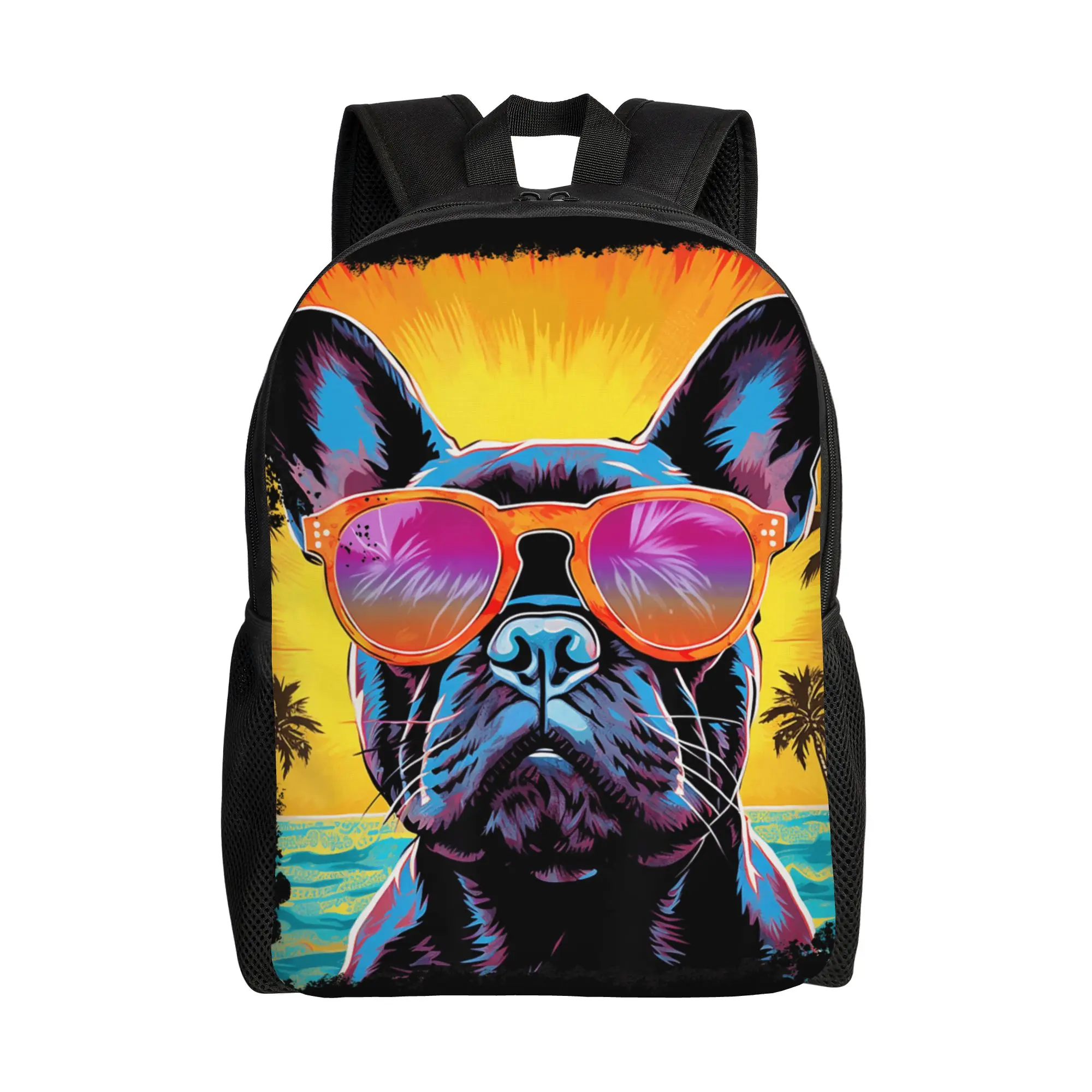 Hawaiian French Bulldog Backpack  Cycling Backpacks Youth High Quality Soft High School Bags Streetwear Rucksack