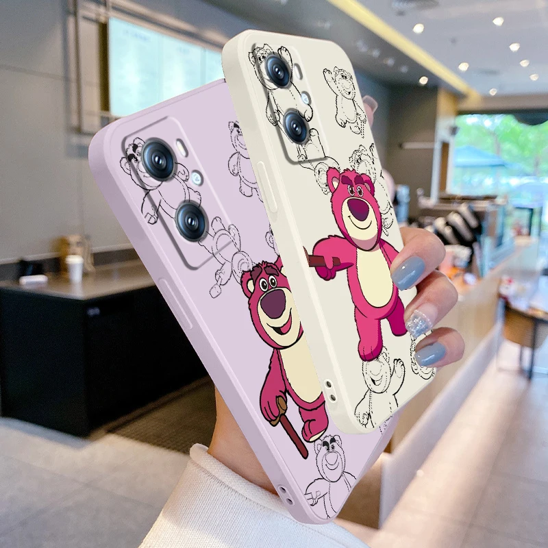 

Disney Lotso Bear Cute Liquid Rope For OPPO Find X6 X5 X3 A98 A96 A94 A93 A77 A76 A74 A72 A57 A53 A16 5G Cover Phone Case