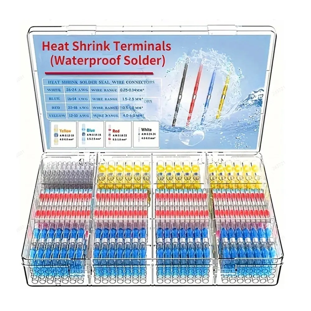 Electrical Wire Connectors Insulated Butt Splice Heat Shrink Solder Terminal Waterproof Butt Connectors Wire Cable Terminal