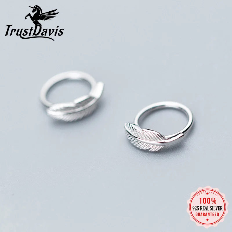 

Женские Геометрические серьги-кольца Trusta, серьги-Клипсы из стерлингового серебра 925 пробы с листочками, без пирсинга, DS608