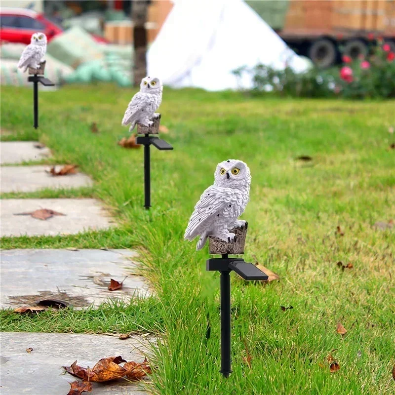 フクロウの形をした防水フロアランプ,太陽光発電,景観照明,庭の装飾,屋外の動物のランタン