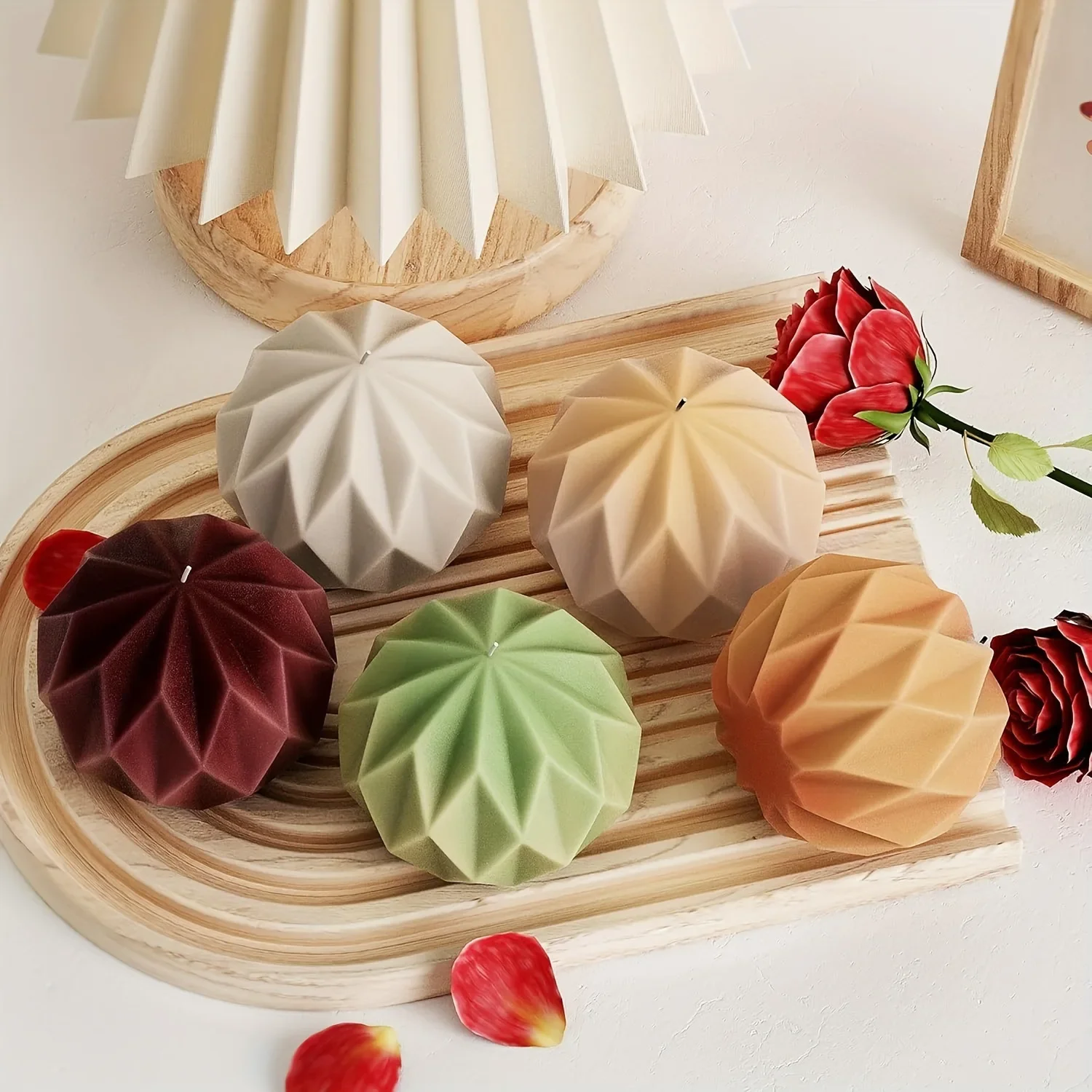 New Arrival Diy Silicone Mold For Grid Spherical Scented Candles Grid Geometric Lines Home Decoration Items, Scented Mold