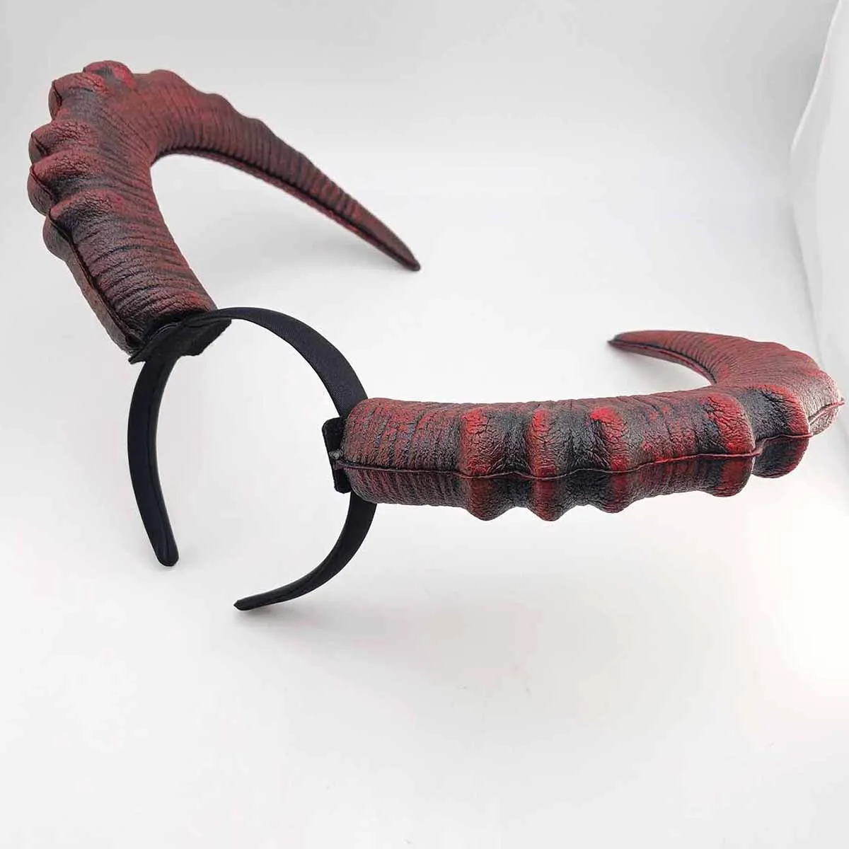 Tocado de cuerno de demonio rojo y negro para mujer, tocado gótico con cuernos de buey, accesorios para disfraz de fiesta de Carnaval y Halloween