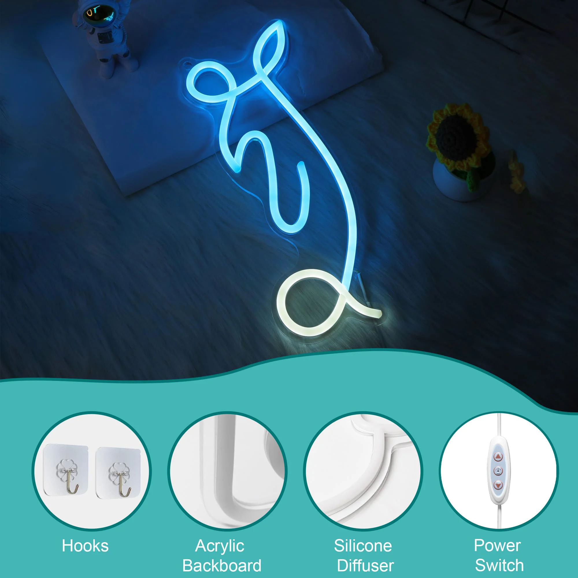 Kick Football LED Neon - Wave Mirror Design, USB Powered Dimmable LED Neon, Party for Football Fans, Bar, Bedroom Wall Decor