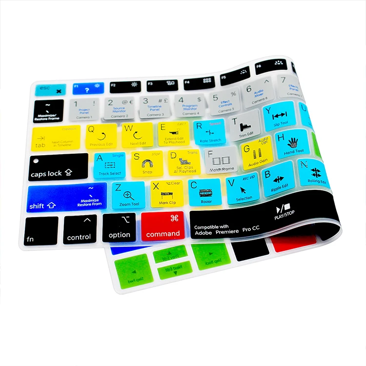 A1932 لـ Adobe Premiere Pro CC Hotkey غطاء لوحة المفاتيح من السيليكون لجهاز MacBook Air 13 2018 13.3 بوصة الإصدار A1932 2019