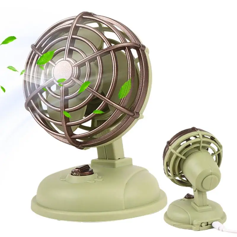 

Retro Desktop Fan Vintage Silent Mini Decor Fan Quiet Fan Cooling with Strong Winds for Offices Bedroom Travel