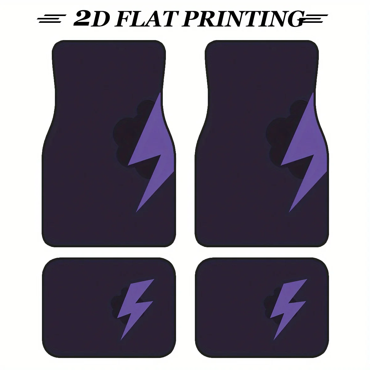 4pcs, Non-Slip Polyester Car Mats With A Cartoon Lightning Logo, Suitable For Sedans And Suvs, Serving As Interior Decor And Pro