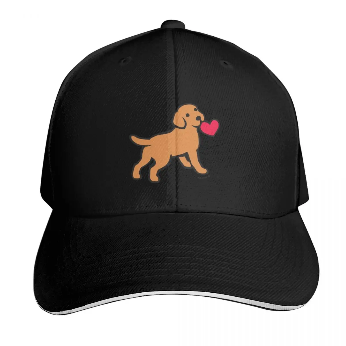 Fox Red Labrador Puppy with a Little Heart Baseball Cap Unisex for Men Women Outdoor Golf Running Hiking Summer Beach Travel