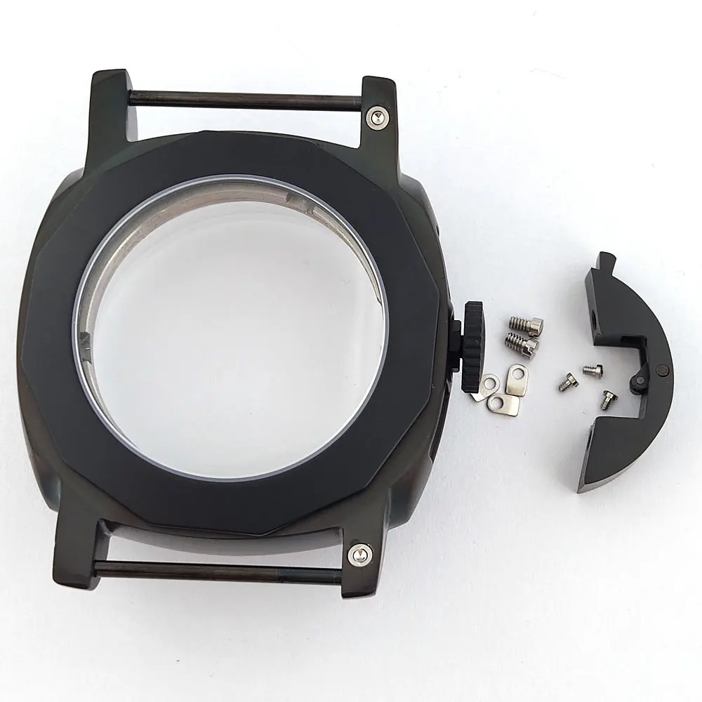 45mm case st2555 case stainless steel case silver/black/rose case mineral glass suitable for st2555 movement watch accessories