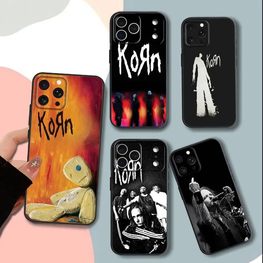 

Rock K-Korn B-BandS Phone Case For iPhone 15,13,16,12,11,17,14,Plus,Pro,Max,XS,XR,X,SE,Mini,Soft Silicone Black Cover