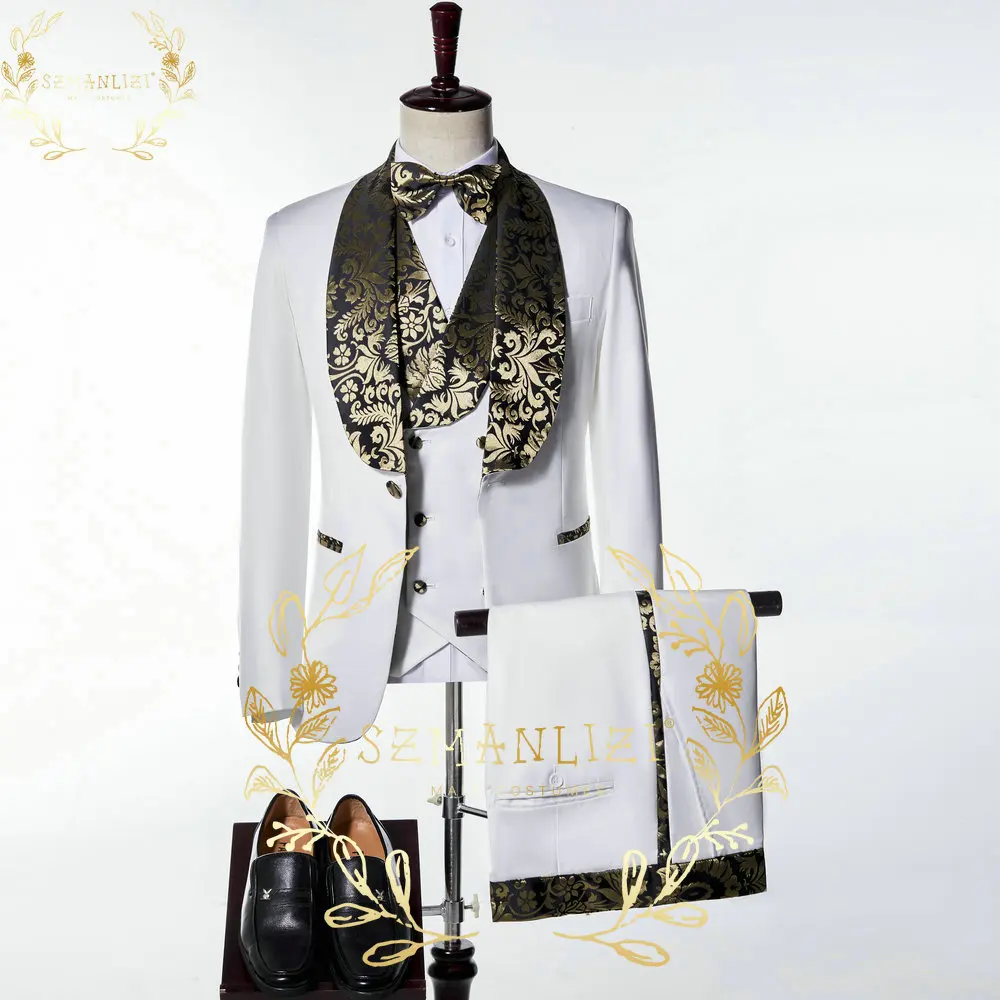 Latest Coat Pant Design Men Suits Tailor-Made Tuxedo 3 Pieces Blazer Sets Wedding Party Singer Groom Costume Homme