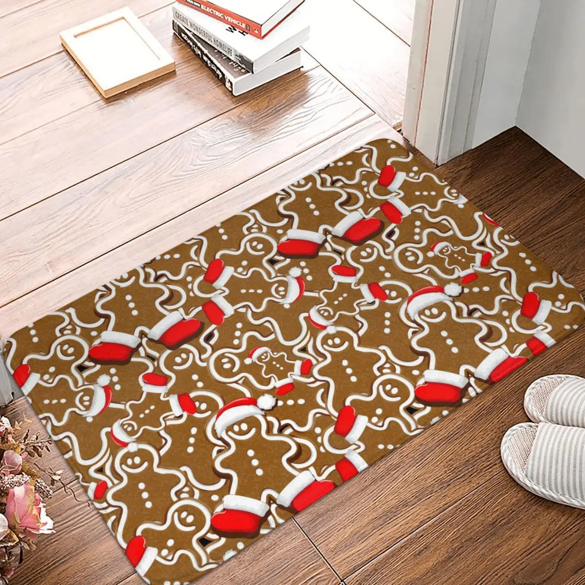 Gingerbread Man Christmas Santa Claus Bath Mat Non Slip Toilet Pad Quick Drying for Shower Home Decor Floor Mat Bathroom Mats