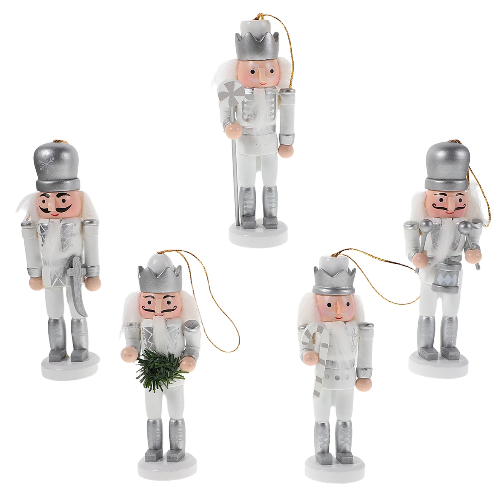 

1Set Silver Nutcracker Decor Mini Wooden Soldier Christmas Tree Hanging Ornaments Door Wall Holiday Decoration