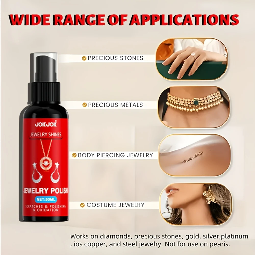 JOKJOK Premium Jewelry Polish Spray - Quickly Restores Shine to Silvery Bracelets, Golden Necklaces, Diamond Rings & Earrings -