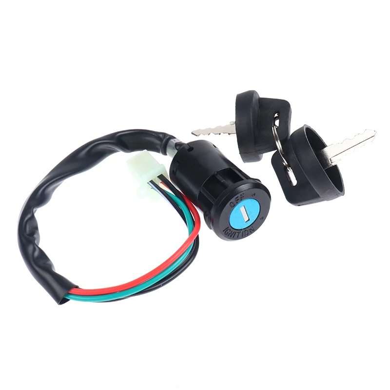 Universal 4 Wires Ignition Barrel Switch With 2 Key For Motorcycle Bike ATV