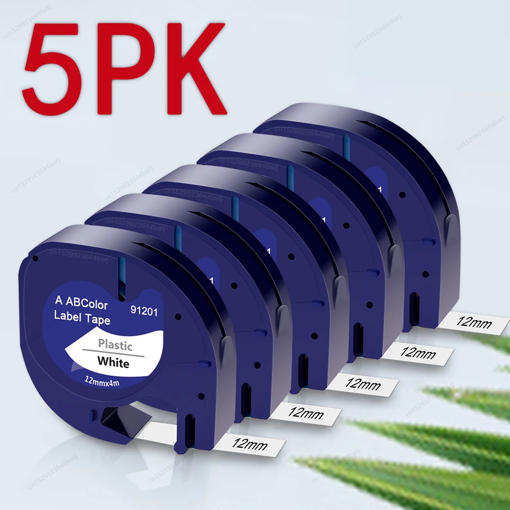 1~5PK 91201 Compatible for Dymo LetraTag 91331 Tape 12mm 12267 91200 91202 91203 91204 LT Tape for DYMO LT100H 2000 Label Maker