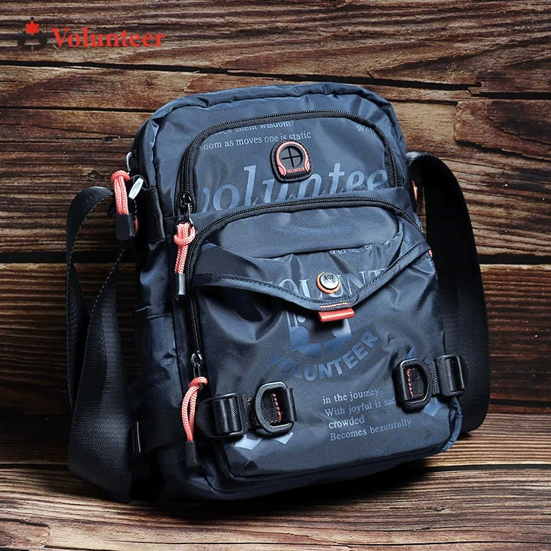 VOLUNTEER Crossbody Bags for Men 2026 New Fashion Letter Design Waterproof Casual Versatile Travel Laptop Oxford  Bags 1518-31A