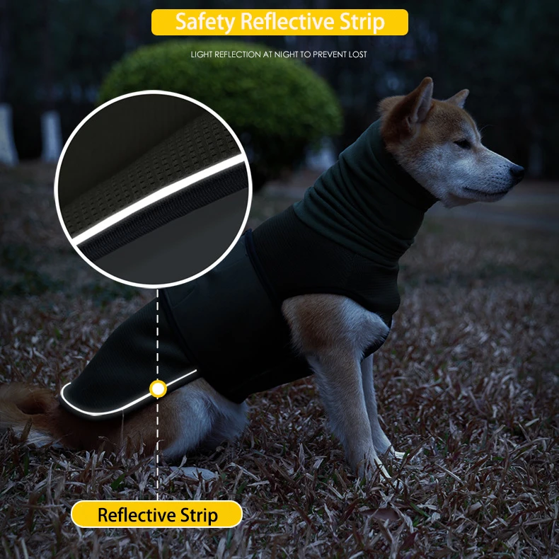 Adjustable Chest Dog Jacket Coat with Hood for Small Medium Large Dogs, Reflective Dog Anxiety Relief Calming Vest Pet Clothes