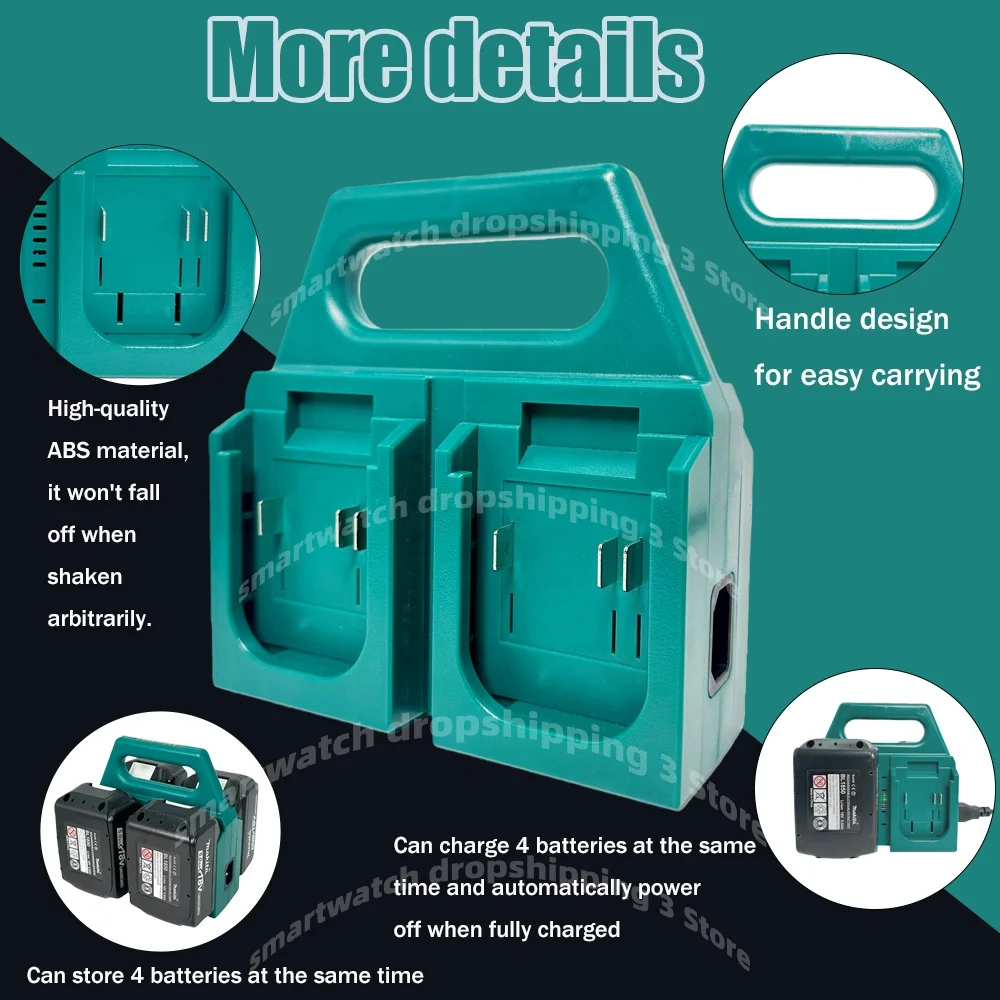 NEW For Makita 18V/20V Battery Charger with Handheld Storage Bracket, All-in-One Battery Storage & Charging Solution