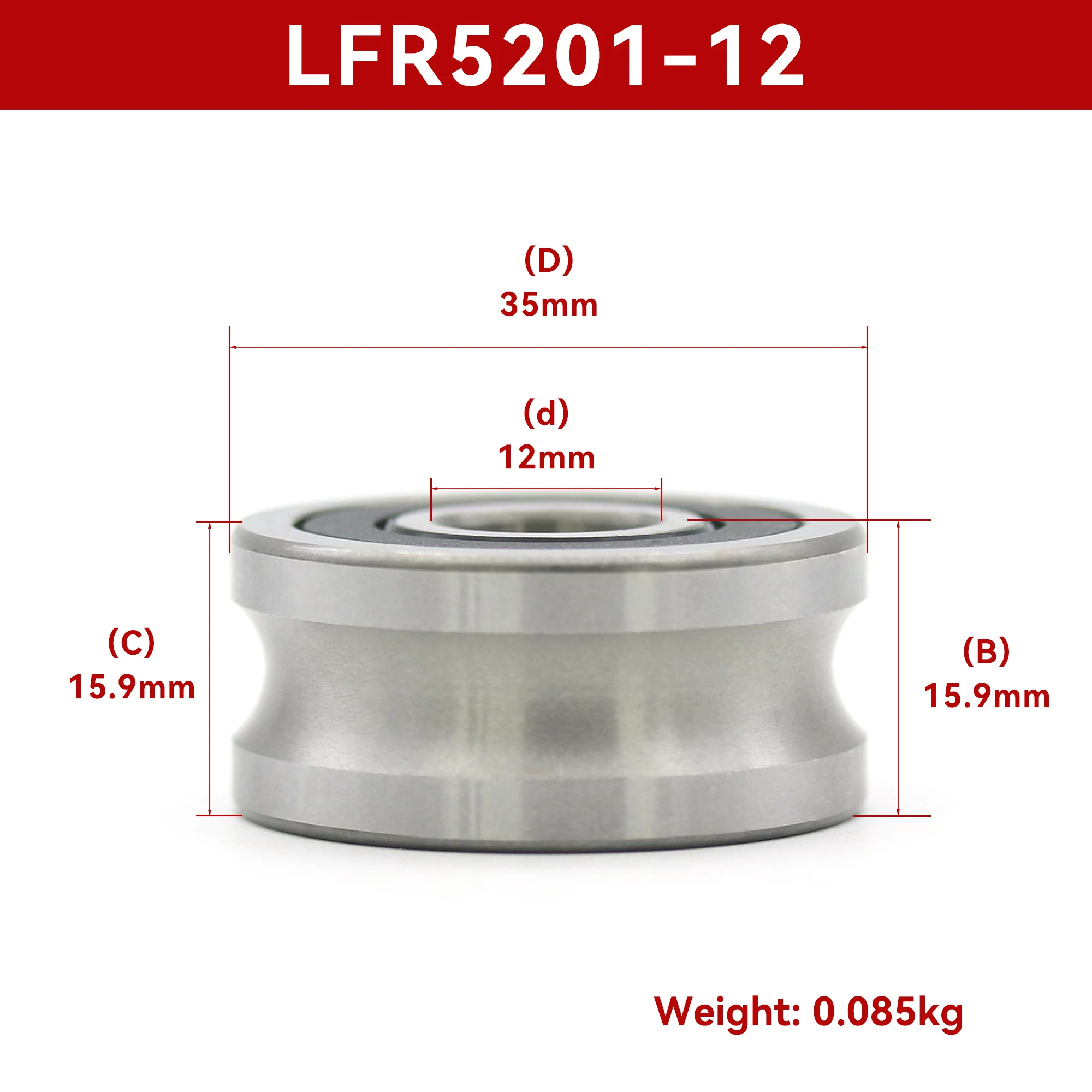LFR5201 LFR5201-10 LFR5201-12 U Groove Angular Contact Track Roller Bearing