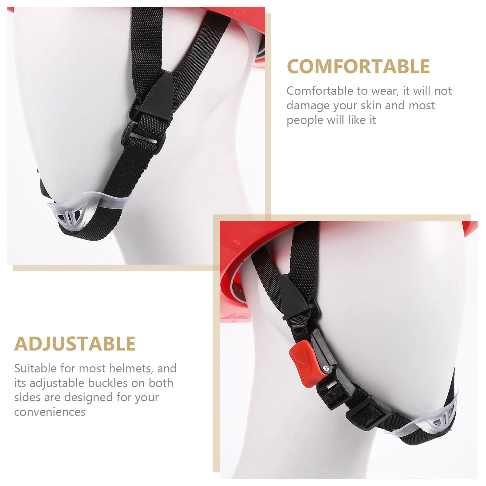 

2pcs Red Hat Chin Strap Universal Adjustable Chin Strap For Hard Hat Construction Accessory Safety Work